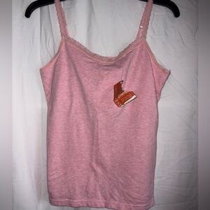 Vintage Faded Glory Pink Lace Trim Cami Top